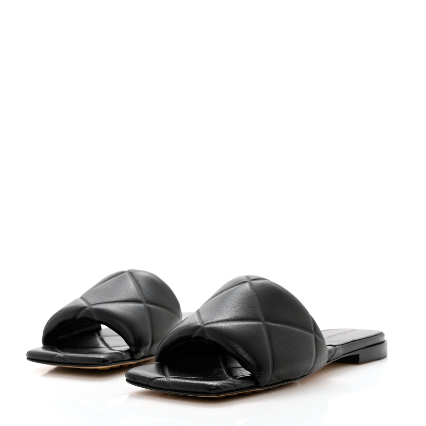 Nappa Quilted Rubber Lido Flat Sandals 36 Black