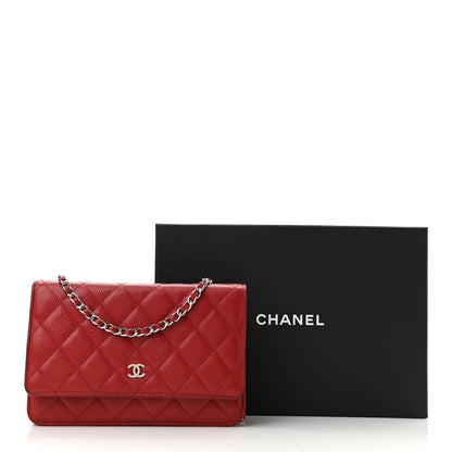 Chanel Caviar Quilted Wallet On Chain WOC Red 11 of 11