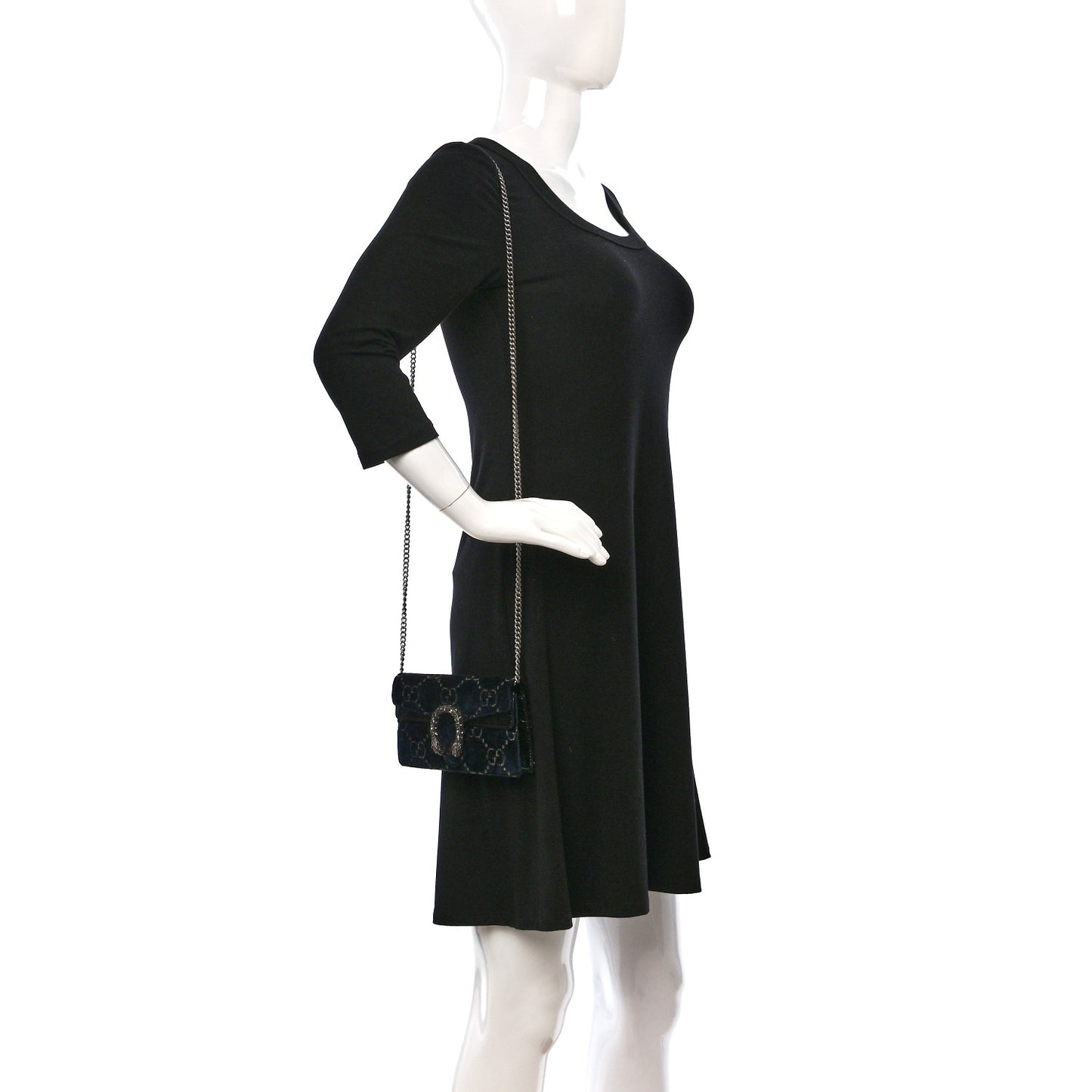 Velvet GG Monogram Super Mini Dionysus Shoulder Bag Blue Beige Black