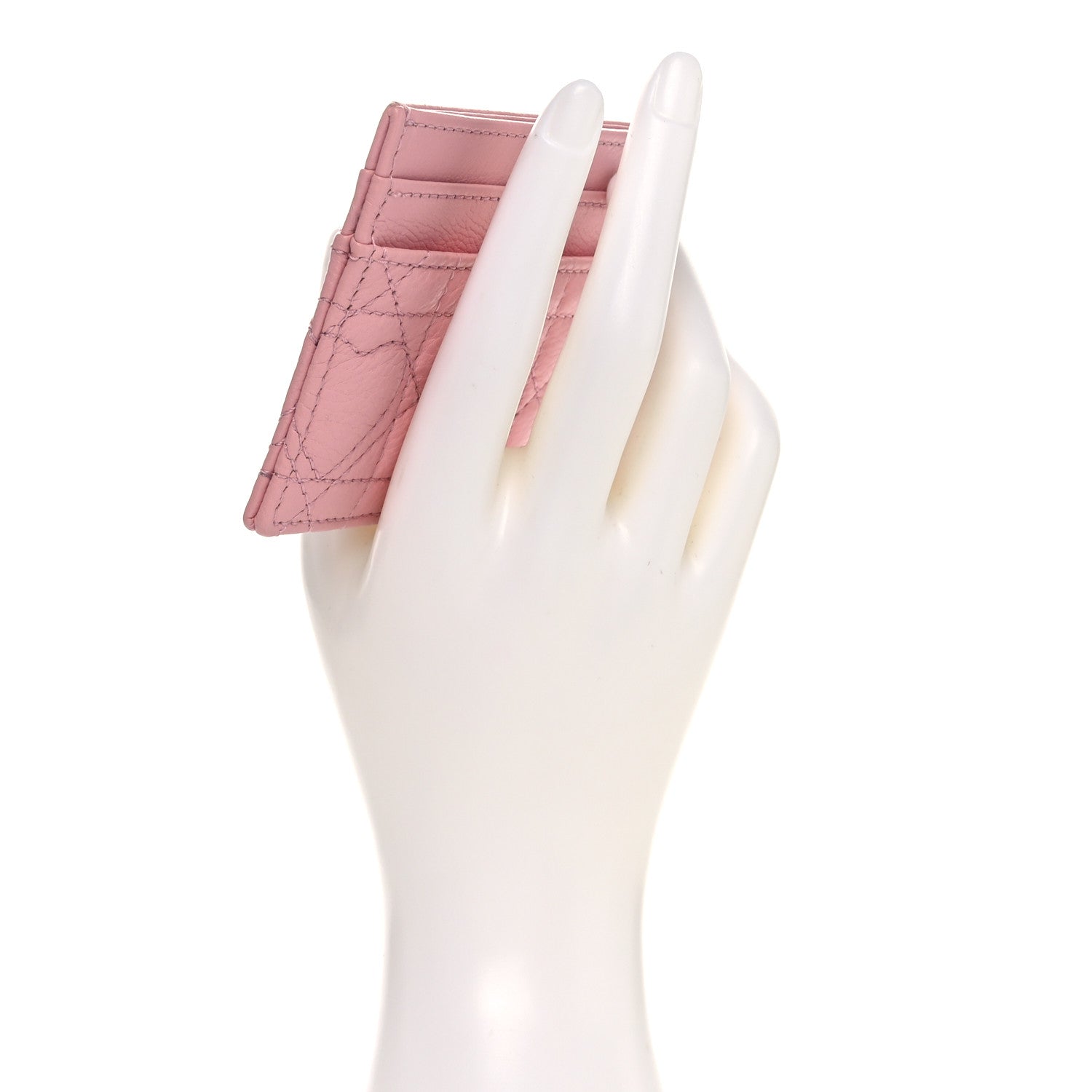 Christian Dior Supple Calfskin Cannage Caro Five-Slot Card Holder Pink 2 of 7