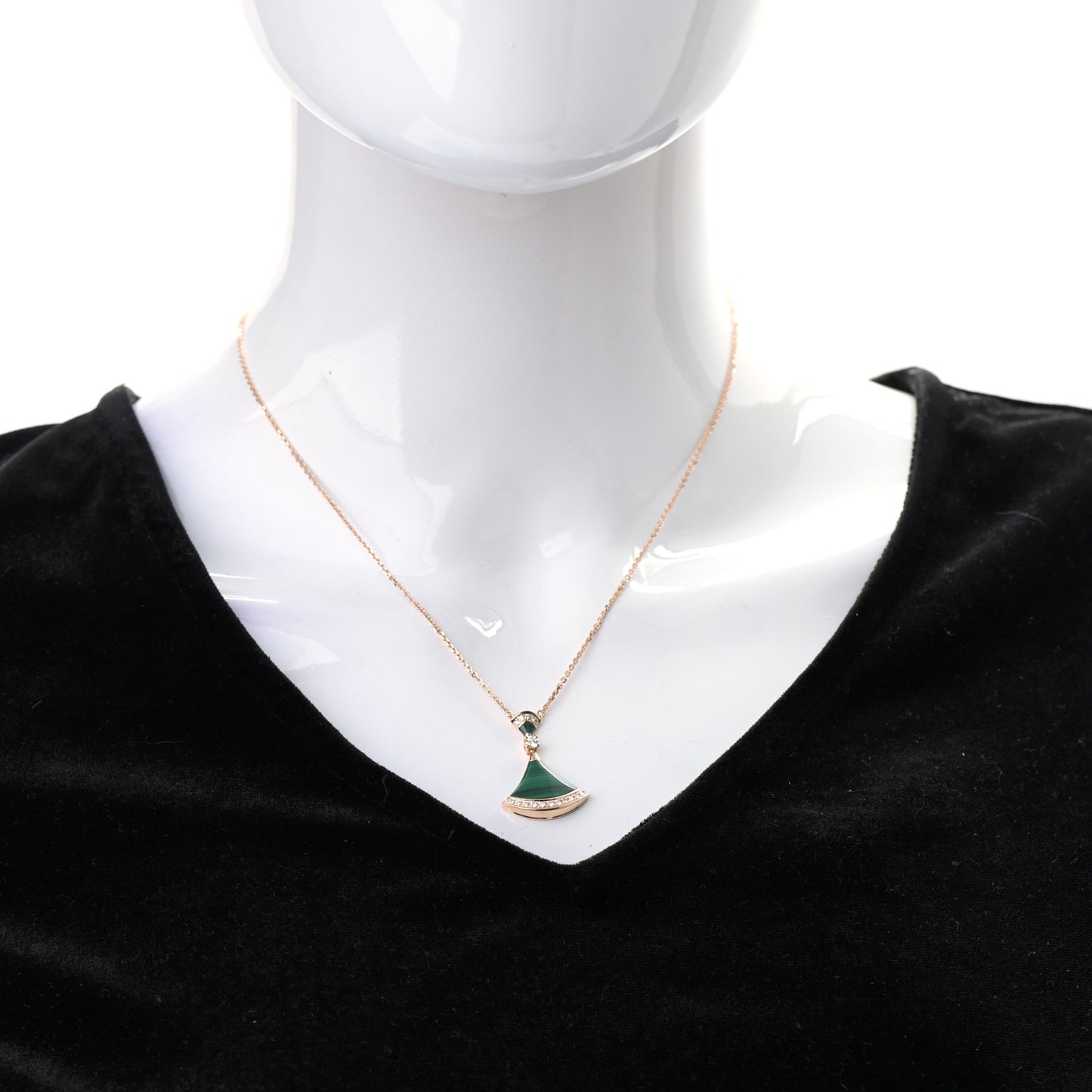 18K Rose Gold Diamond Malachite Divas' Dream Pendant Necklace