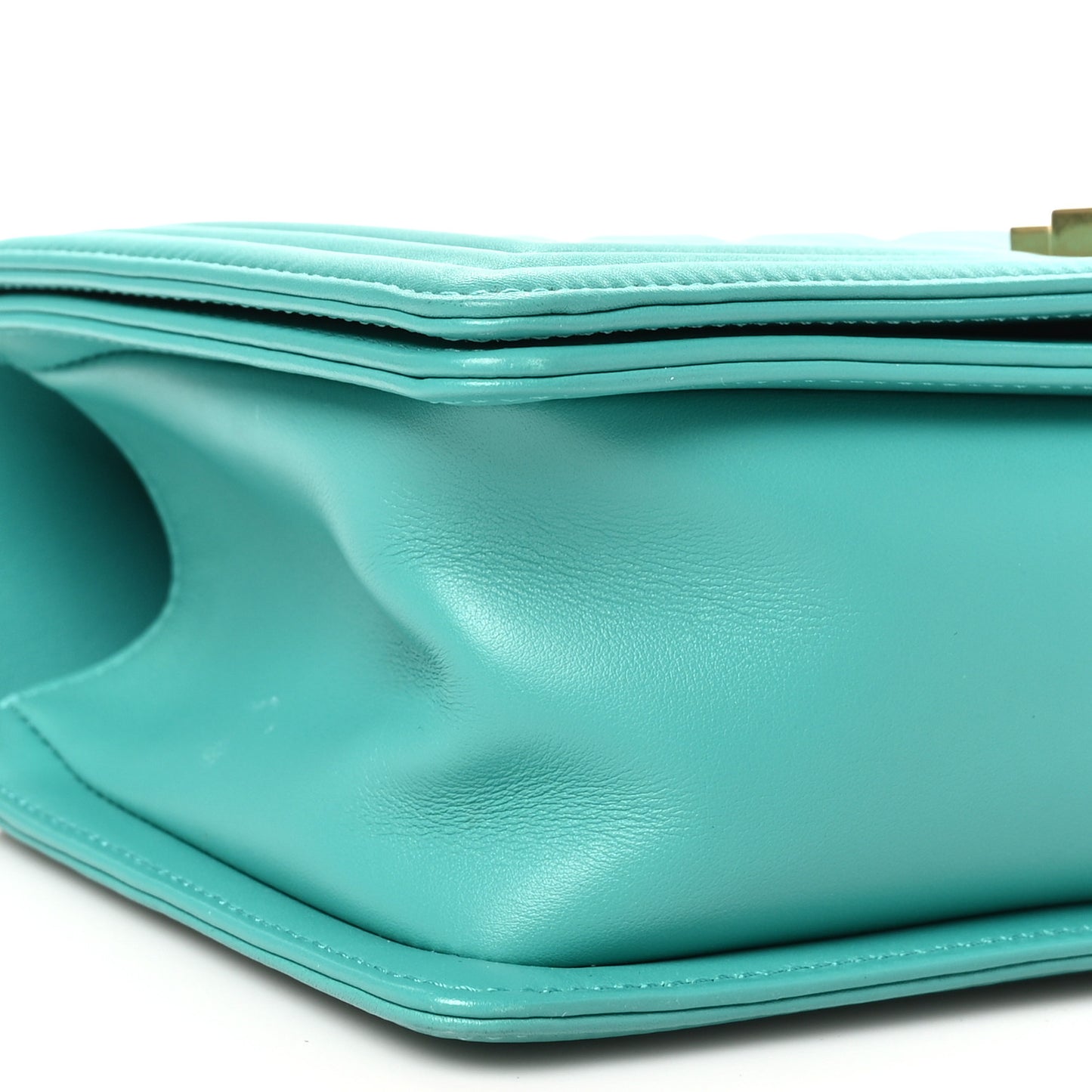 Calfskin Quilted Medium Boy Flap Turquoise