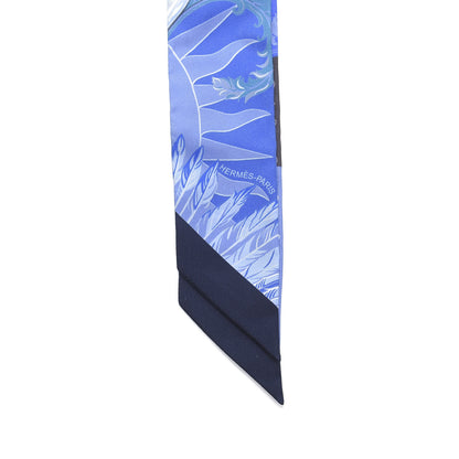 Hermes Silk Cheval Phoenix Twilly Marine Ciel Cobalt 3 of 4