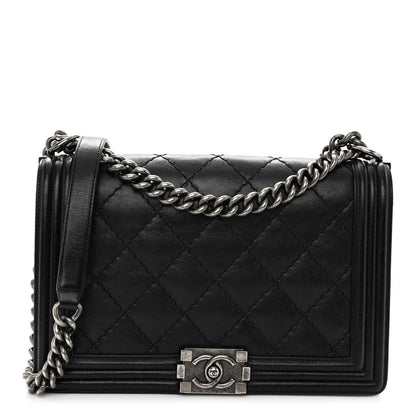 Chanel Calfskin Double Stitch Medium Boy Flap Black 1 of 9
