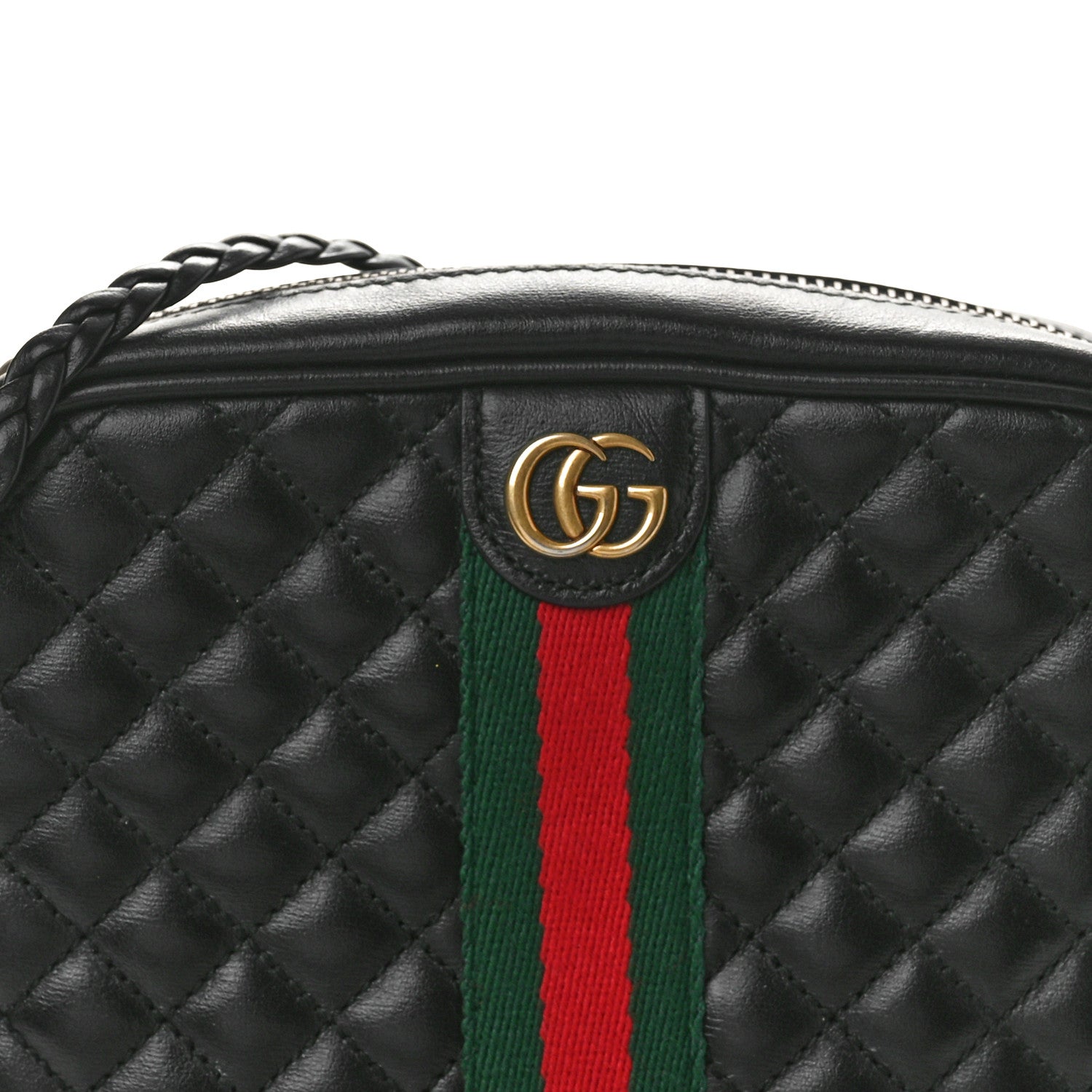 Gucci Calfskin Trapuntata Web Mini GG Shoulder Bag Black 9 of 11