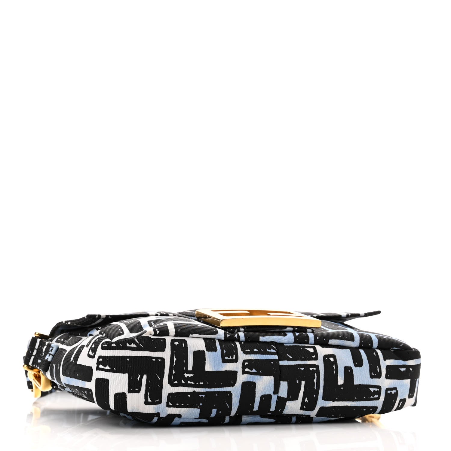 Fendi X JOSHUA VIDES Nylon FF Cloudy Mini Belt Baguette Bag White Celeste Black 4 of 9