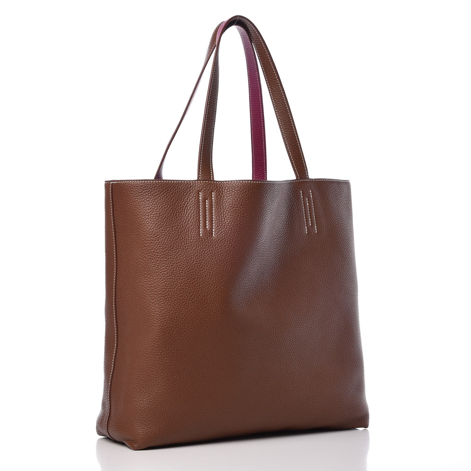 Hermes Taurillon Clemence Double Sens 36 Reversible Tote Marron Tosca 6 of 11