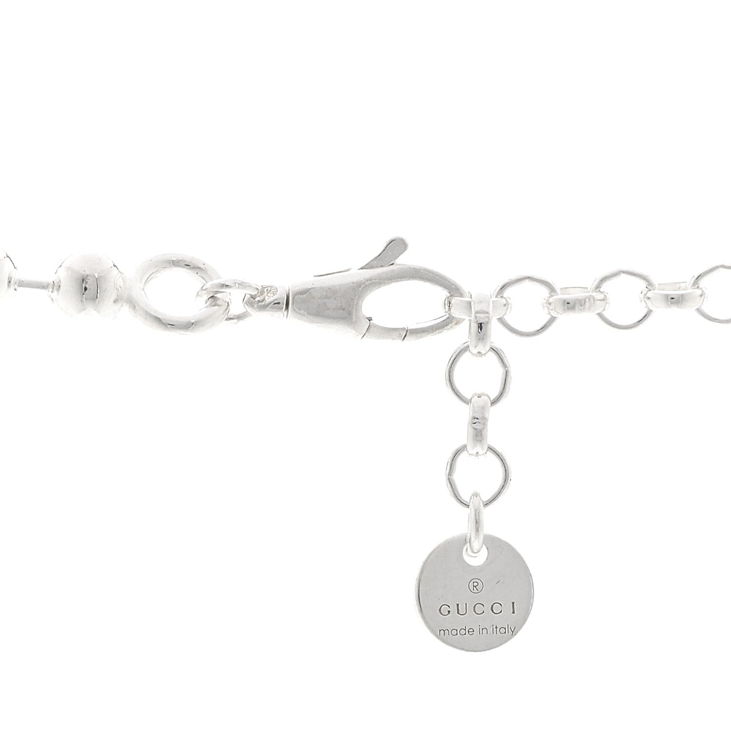 Gucci Sterling Silver Interlocking GG Pendant Beaded Necklace 4 of 4