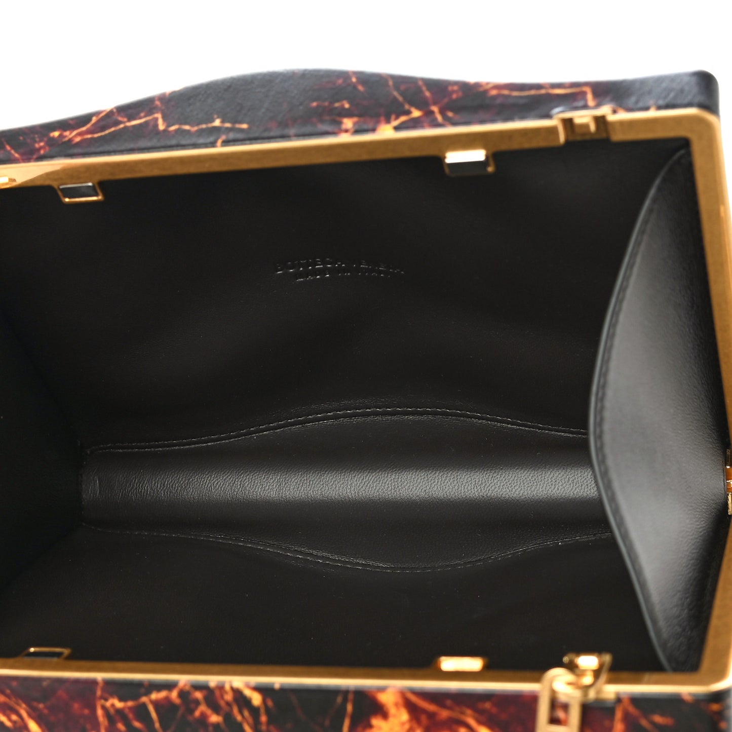 Spazzolato Calfskin Chain Clutch Gold Marble