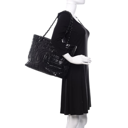 Chanel Vinyl Quilted Frozen Shopping Tote Black 2 of 12