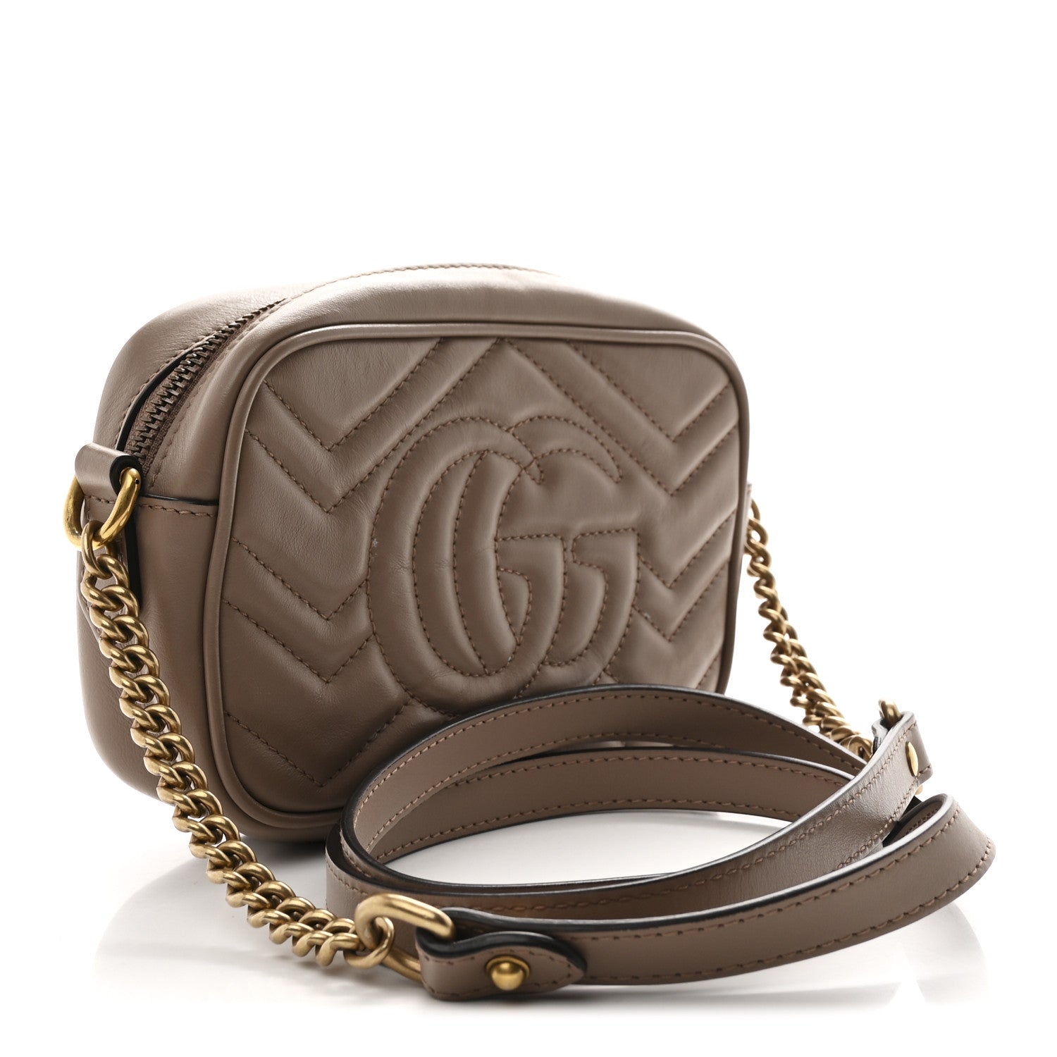 Gucci Calfskin Matelasse Mini GG Marmont Chain Shoulder Bag Porcelain Rose 3 of 11