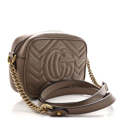Gucci Calfskin Matelasse Mini GG Marmont Chain Shoulder Bag Porcelain Rose 3 of 11