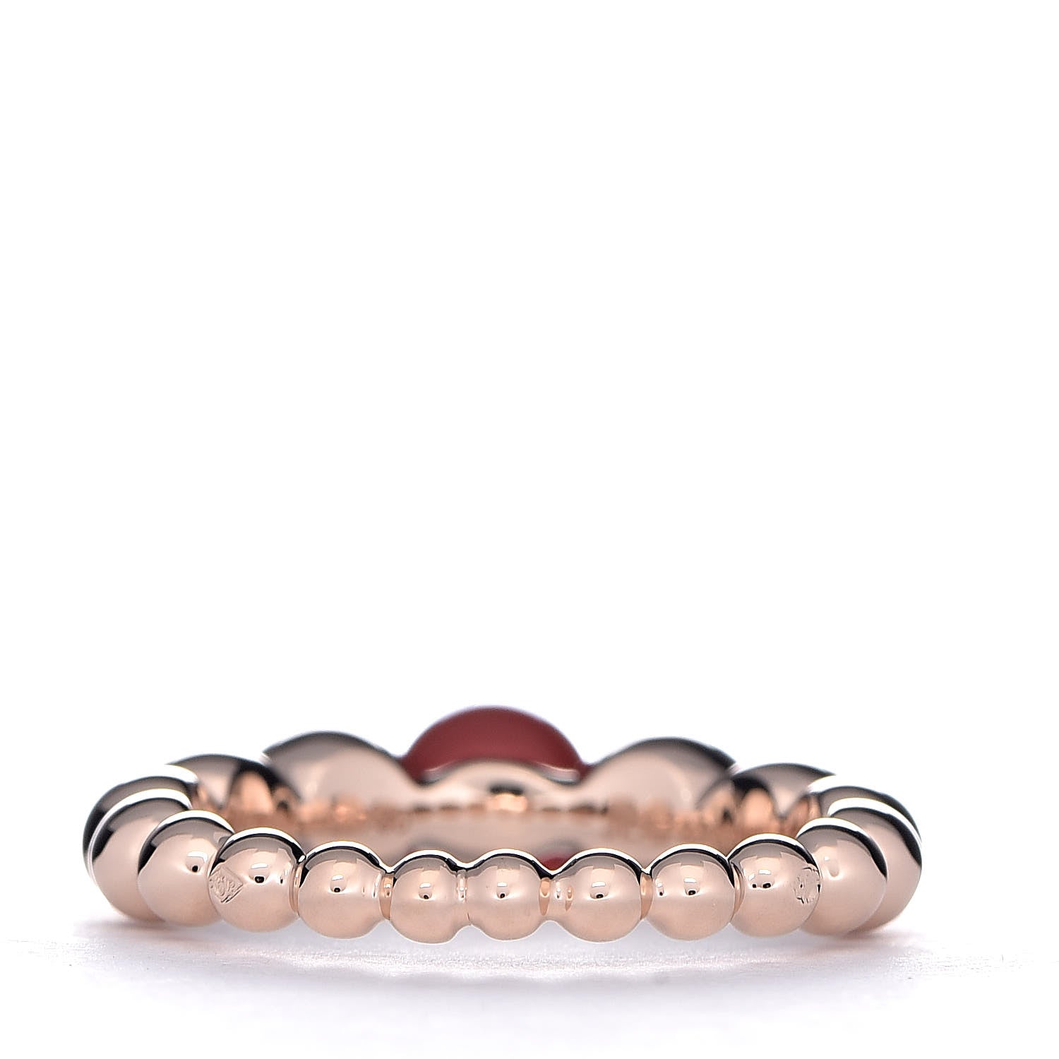 Van Cleef & Arpels 18K Rose Gold Carnelian Perlee Couleurs Variation Ring 50 5.25 3 of 7
