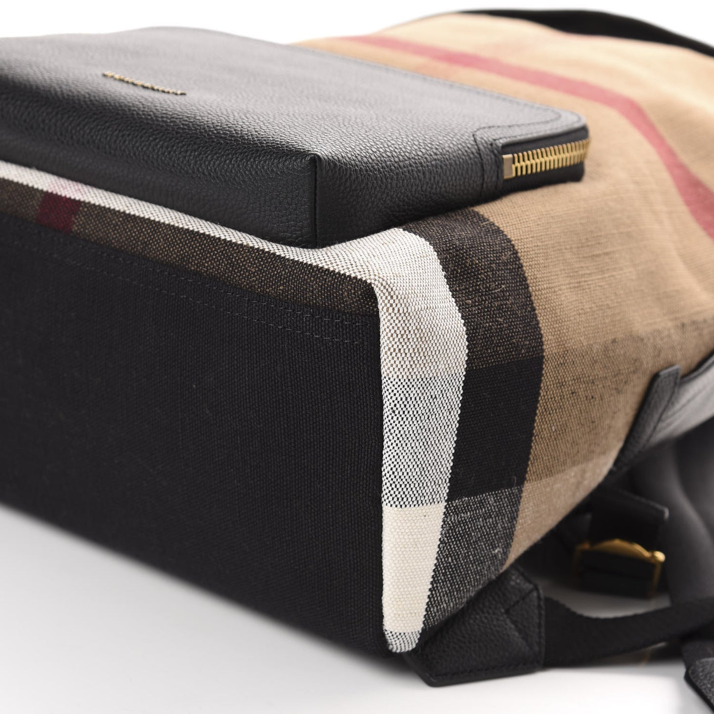 Mega Check Calfskin Abbeydale Simple Backpack Black Camel
