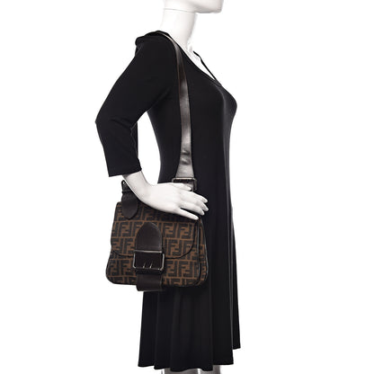 Fendi Zucca Buckle Shoulder Bag Tobacco 2 of 12