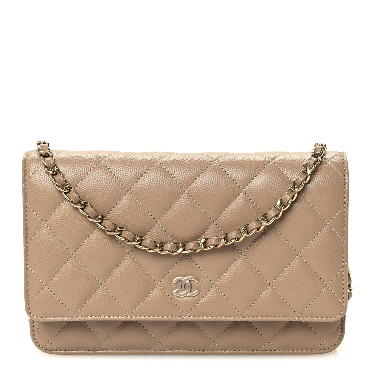 Chanel Caviar Quilted Wallet on Chain WOC Dark Beige 1 of 12