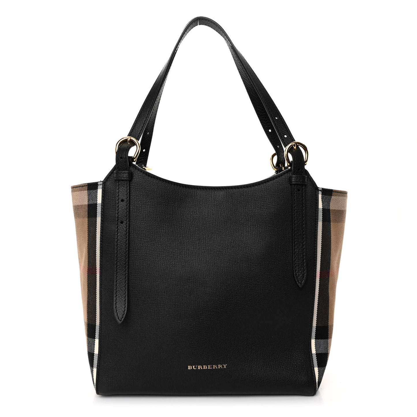 Grainy Calfskin House Check Small Canterbury Black
