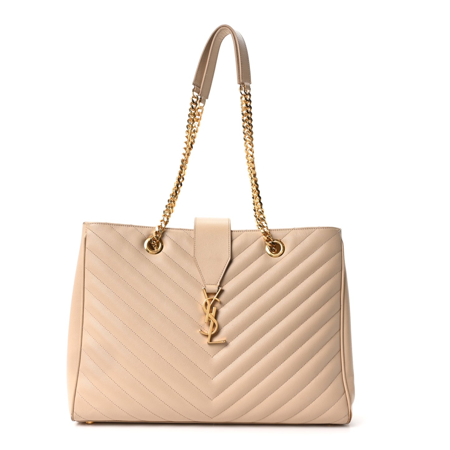 Grain De Poudre Matelasse Chevron Monogram Shopping Bag Nude Powder