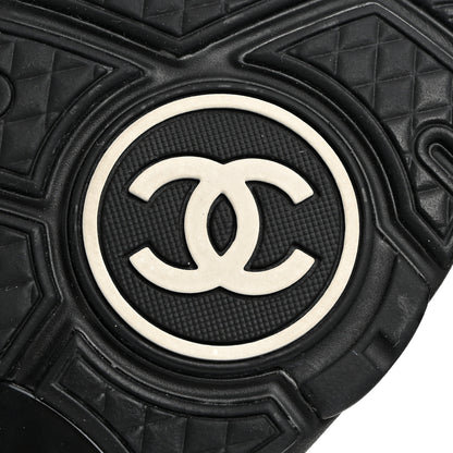 Chanel Mesh Suede Grained Calfskin Womens CC Sneakers 38 Black White 8 of 9