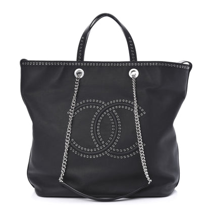 Chanel Grained Calfskin Large Coco Eyelets Shopping Tote Black 1 of 11