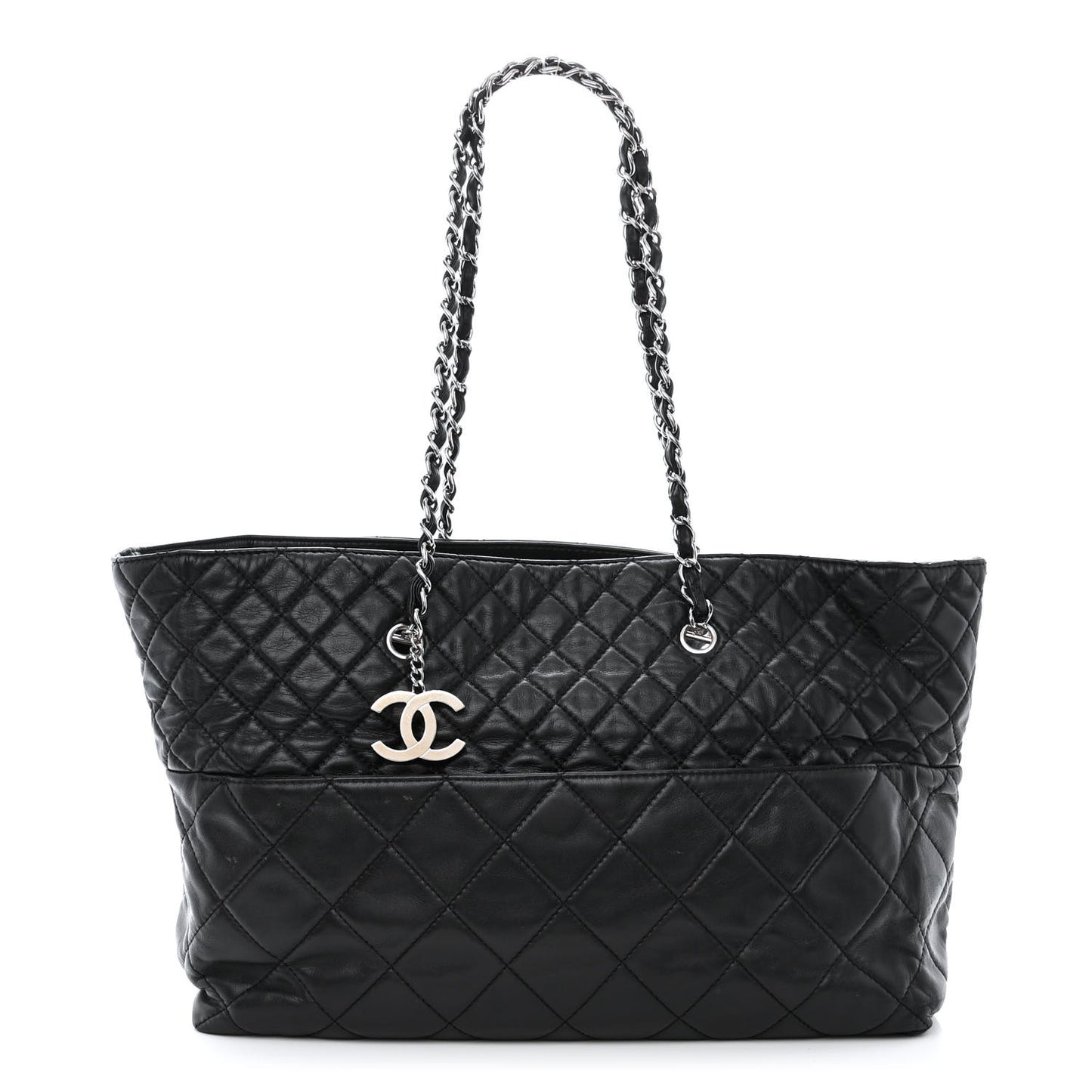 Calfskin Quilted Large In the Business Tote Black