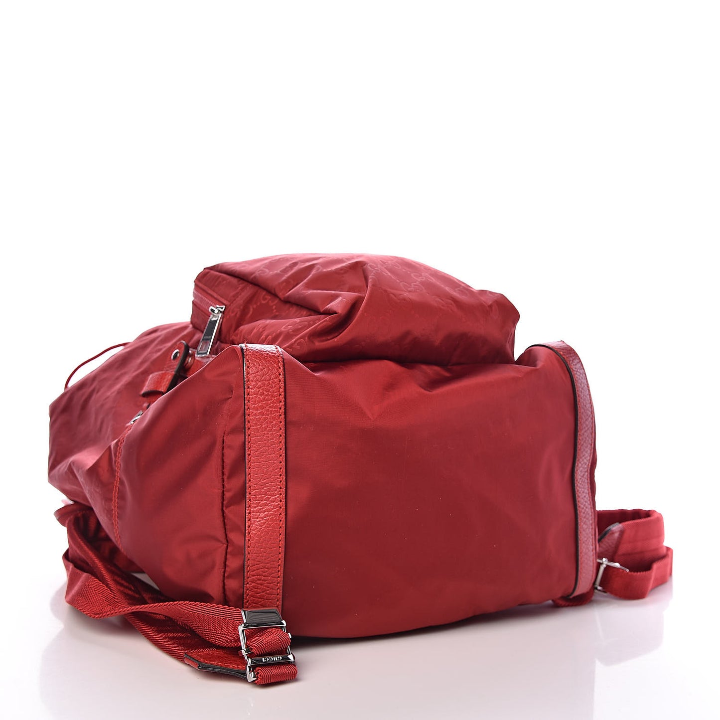 Nylon Monogram Dollar Calfskin Medium Light Double Buckle Backpack Vibrant Red