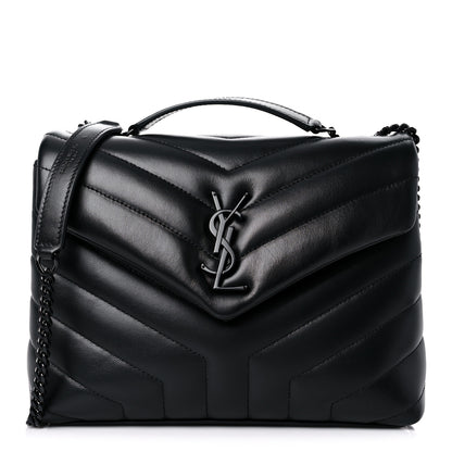 Saint Laurent Calfskin Y Quilted Monogram Small Loulou Chain Satchel Black 1 of 9