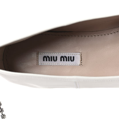 Miu Miu Nappa Crystal Ankle Strap Ballerina Flats 35 White 7 of 9