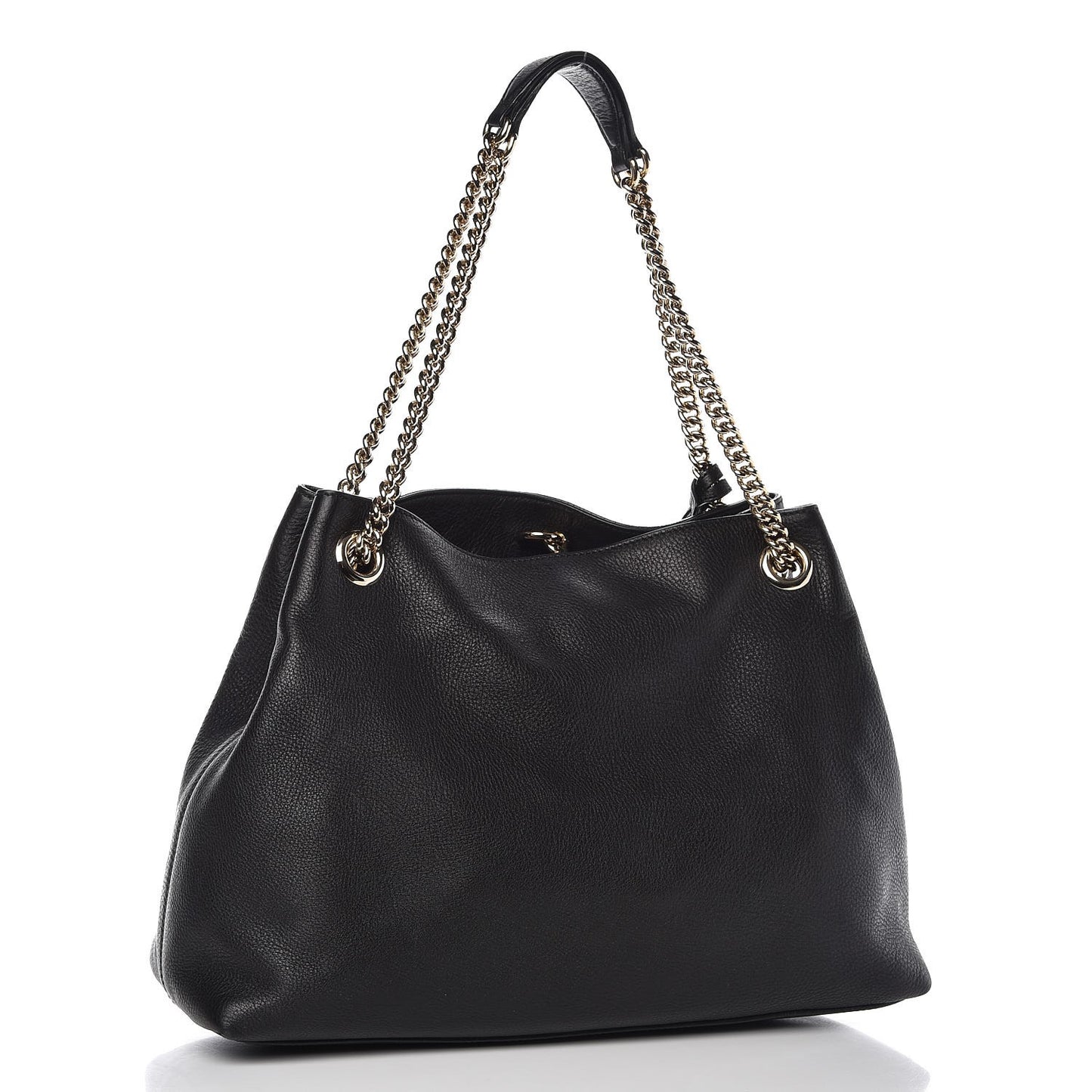 Pebbled Calfskin Medium Soho Chain Shoulder Bag Black