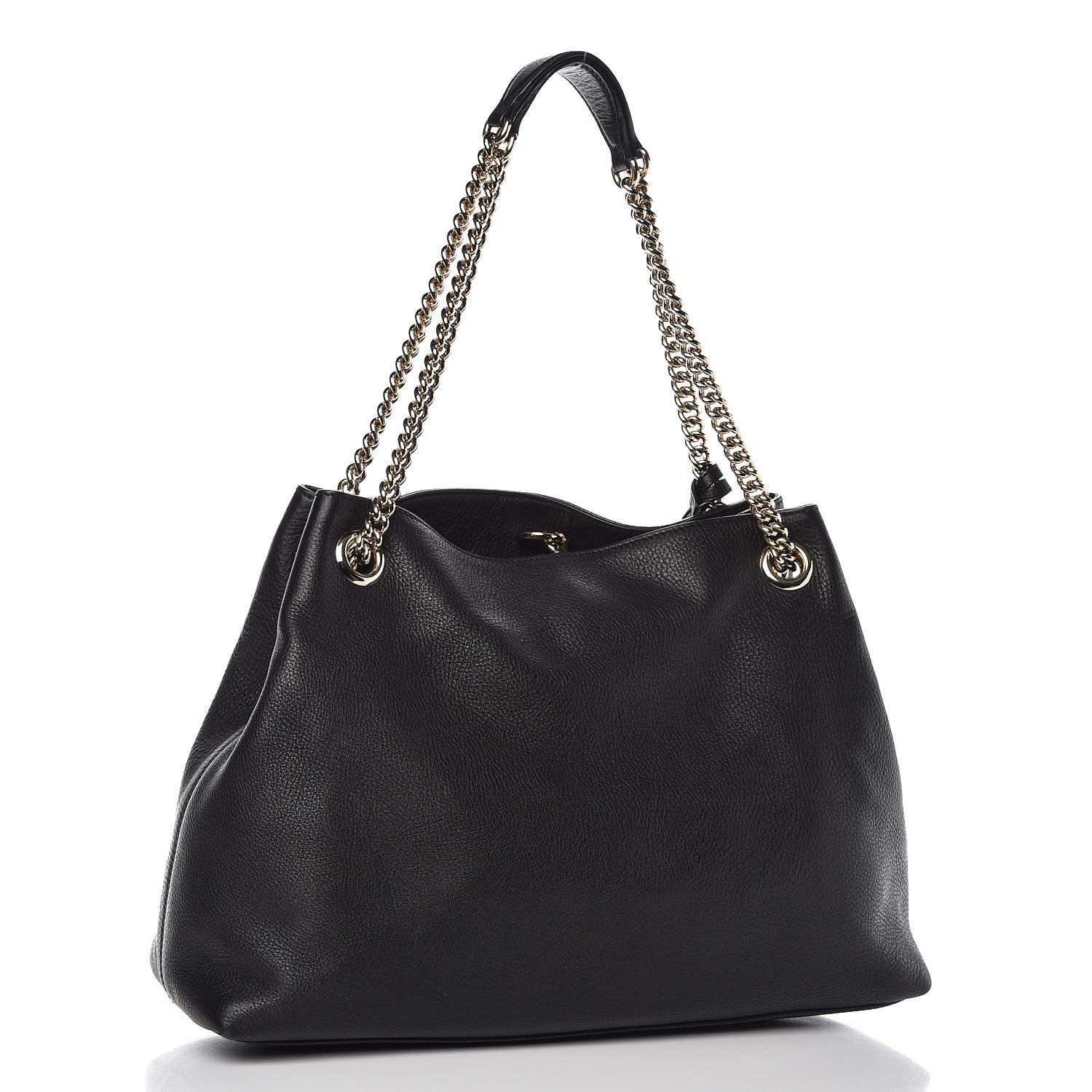 Gucci Pebbled Calfskin Medium Soho Chain Shoulder Bag Black 3 of 13