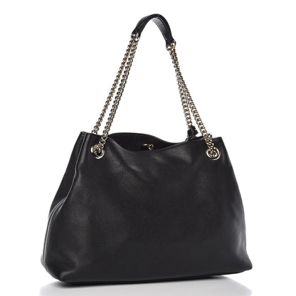Gucci Pebbled Calfskin Medium Soho Chain Shoulder Bag Black 3 of 13