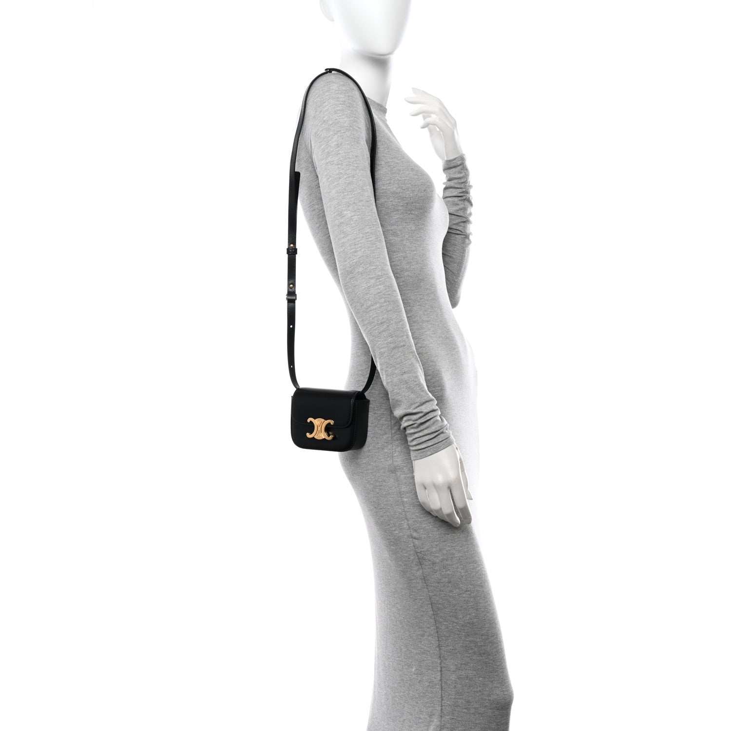 Celine Shiny Calfskin Mini Triomphe Black 2 of 10