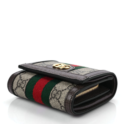 Gucci GG Supreme Monogram Textured Calfskin Web Ophidia Card Case Wallet Beige Ebony New Acero 7 of 7