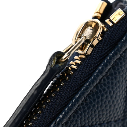 Chanel Caviar Quilted Small Cosmetic Case Navy Blue 9 of 9