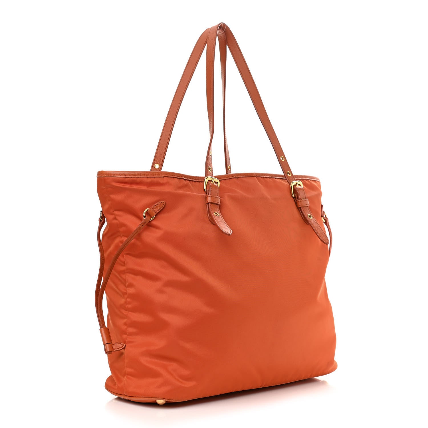 Prada Tessuto Nylon Saffiano Tote Papaya 4 of 17