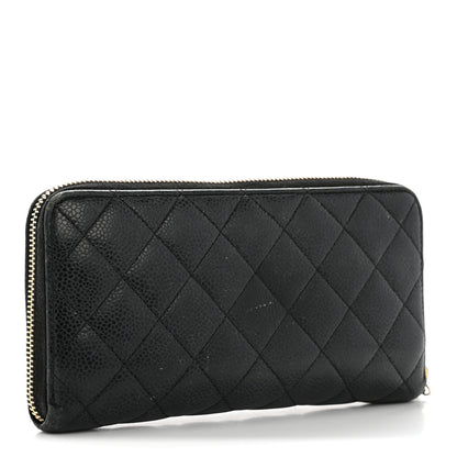 Chanel Caviar Quilted Large Gusset Zip Around Wallet Black 3 of 14