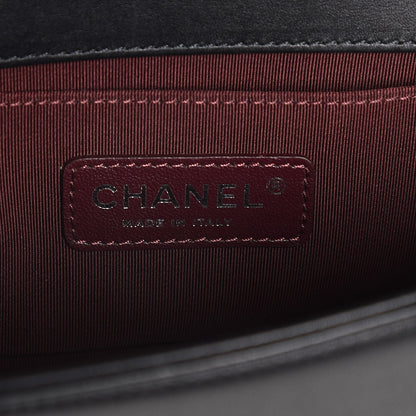 Chanel Calfskin Woven Small Boy Flap Black White 6 of 8