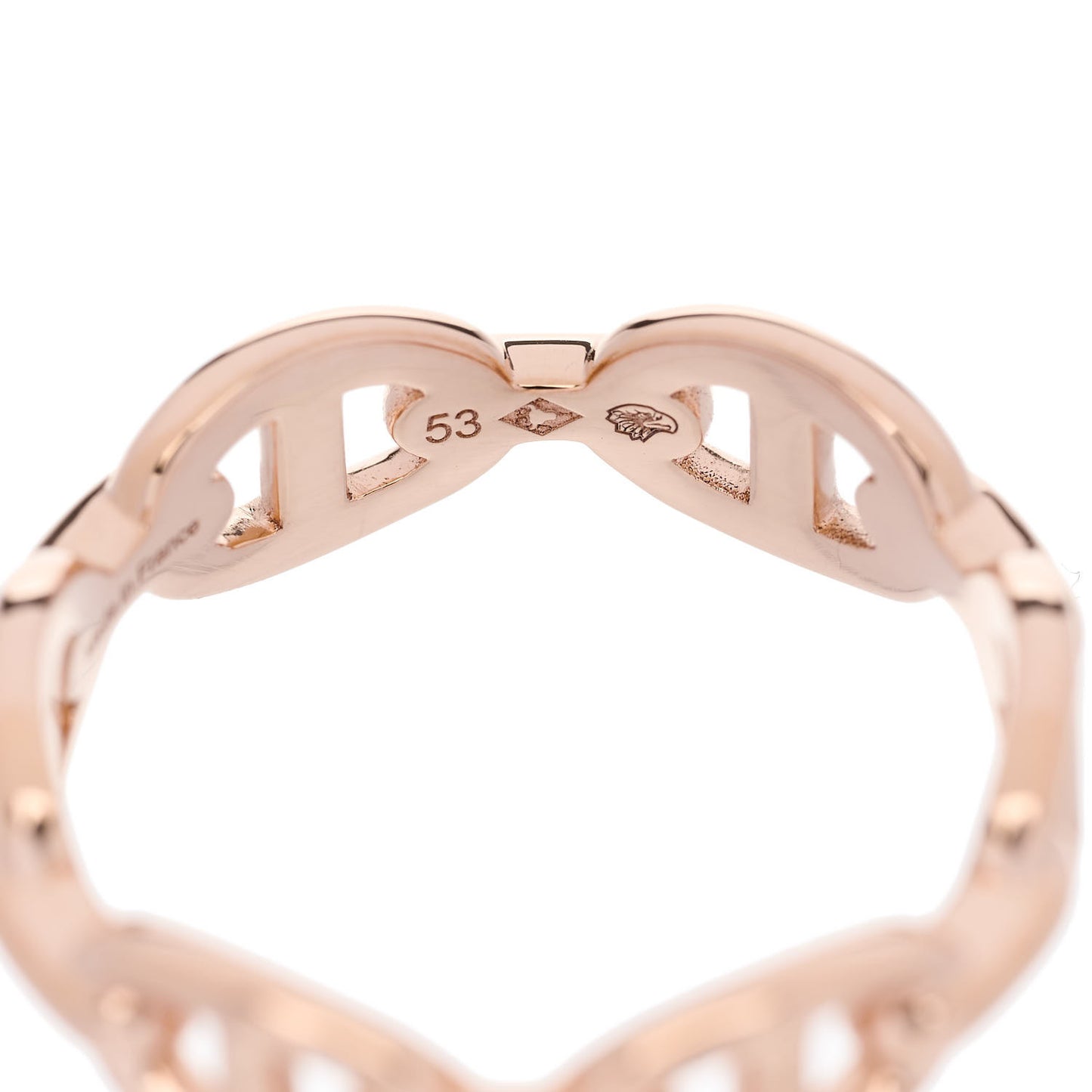 18K Rose Gold PM Chaine d'Ancre Enchainee Ring 53 6.5