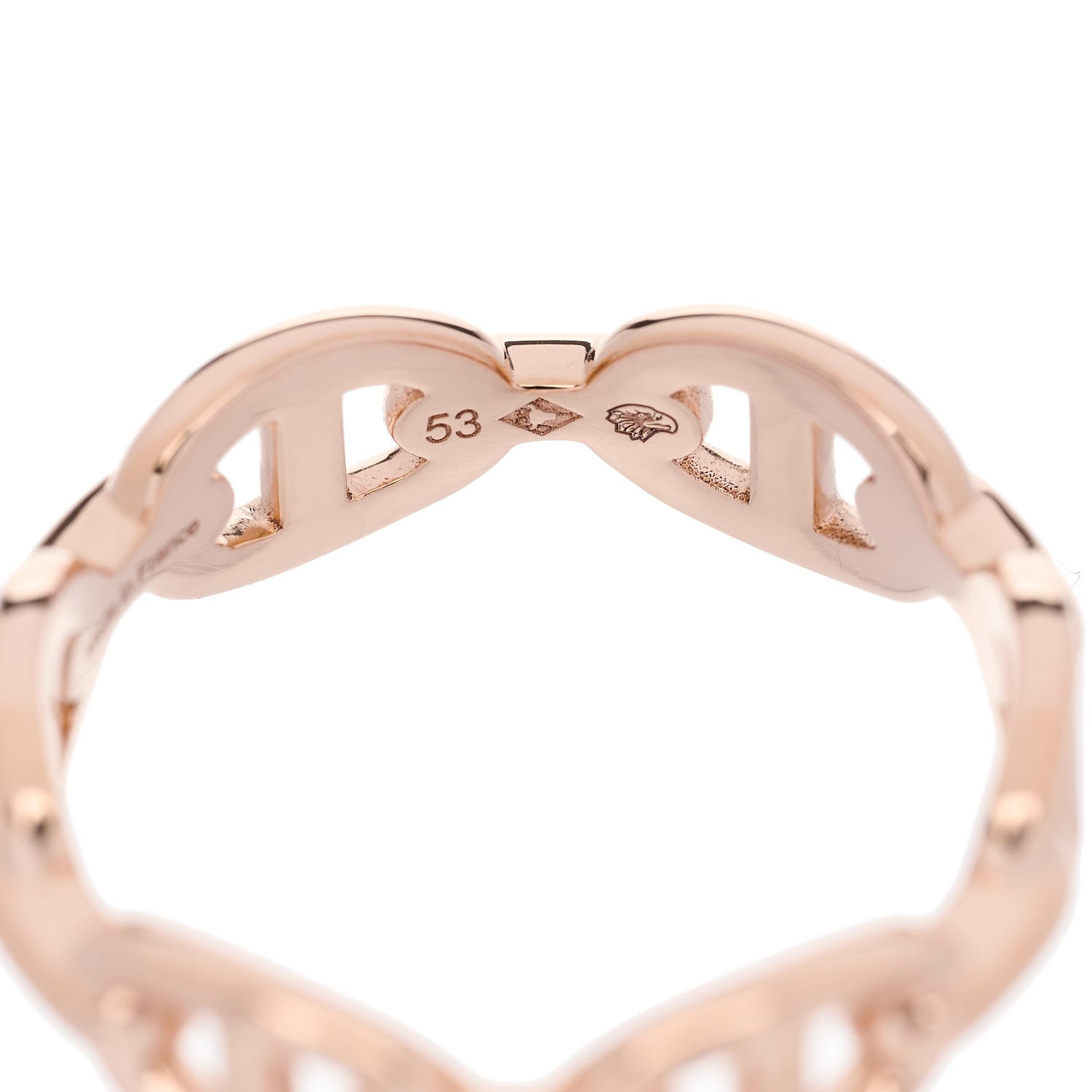 Hermes 18K Rose Gold PM Chaine d'Ancre Enchainee Ring 53 6.5 6 of 7