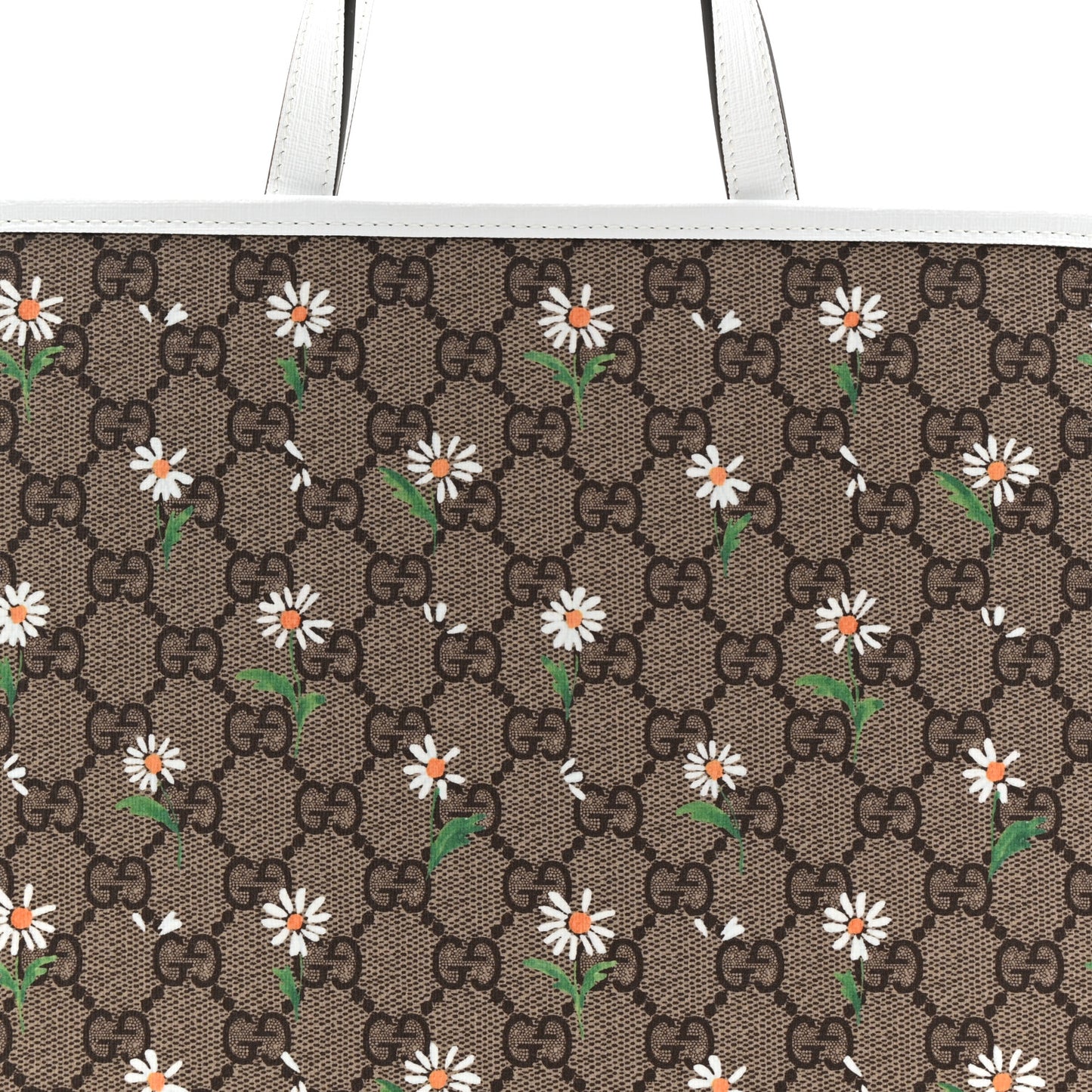 GG Supreme Monogram Daisies Childrens Tote Beige Ebony Great White