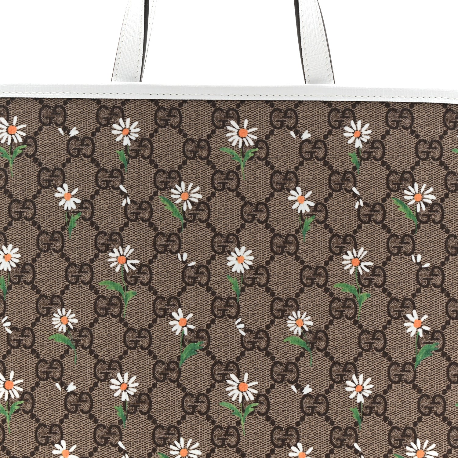 Gucci GG Supreme Monogram Daisies Childrens Tote Beige Ebony Great White 8 of 10