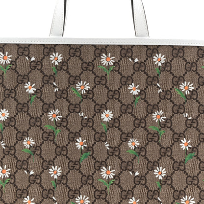 Gucci GG Supreme Monogram Daisies Childrens Tote Beige Ebony Great White 8 of 10