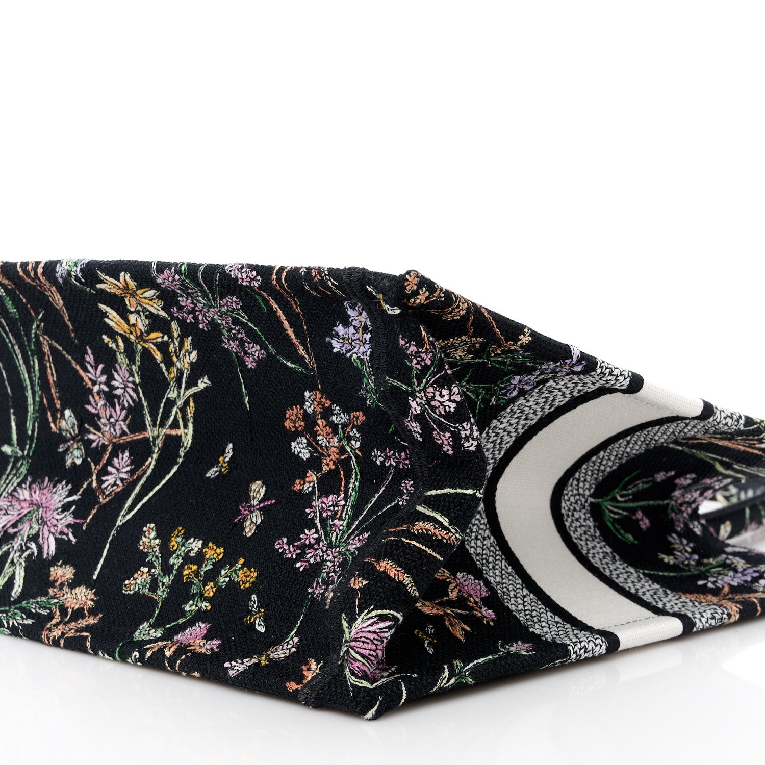 Christian Dior Canvas Embroidered Medium Herbarium Book Tote Black Multicolor 10 of 11