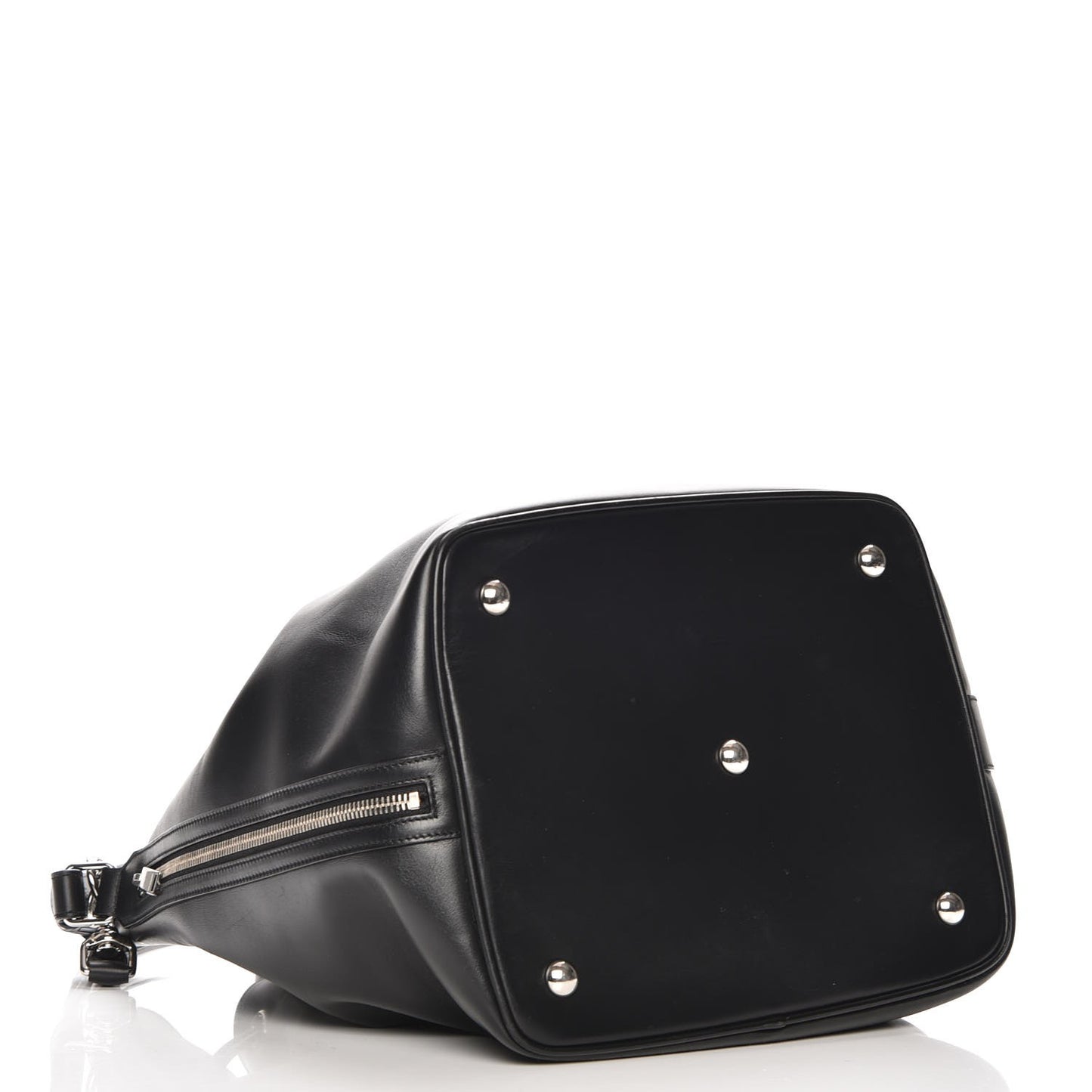 Calfskin Studded Medium Emmanuelle Bucket Bag Black