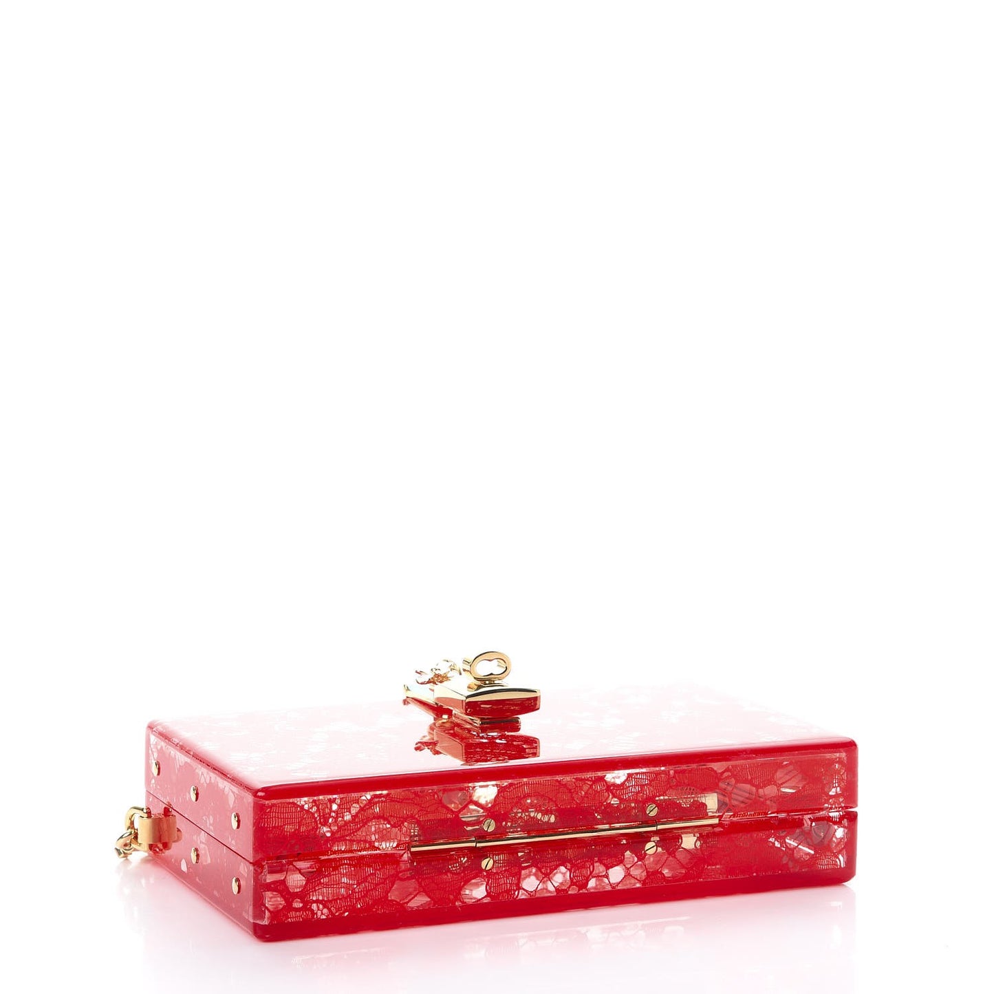 Plexiglass Lace Dolce Box Clutch Red