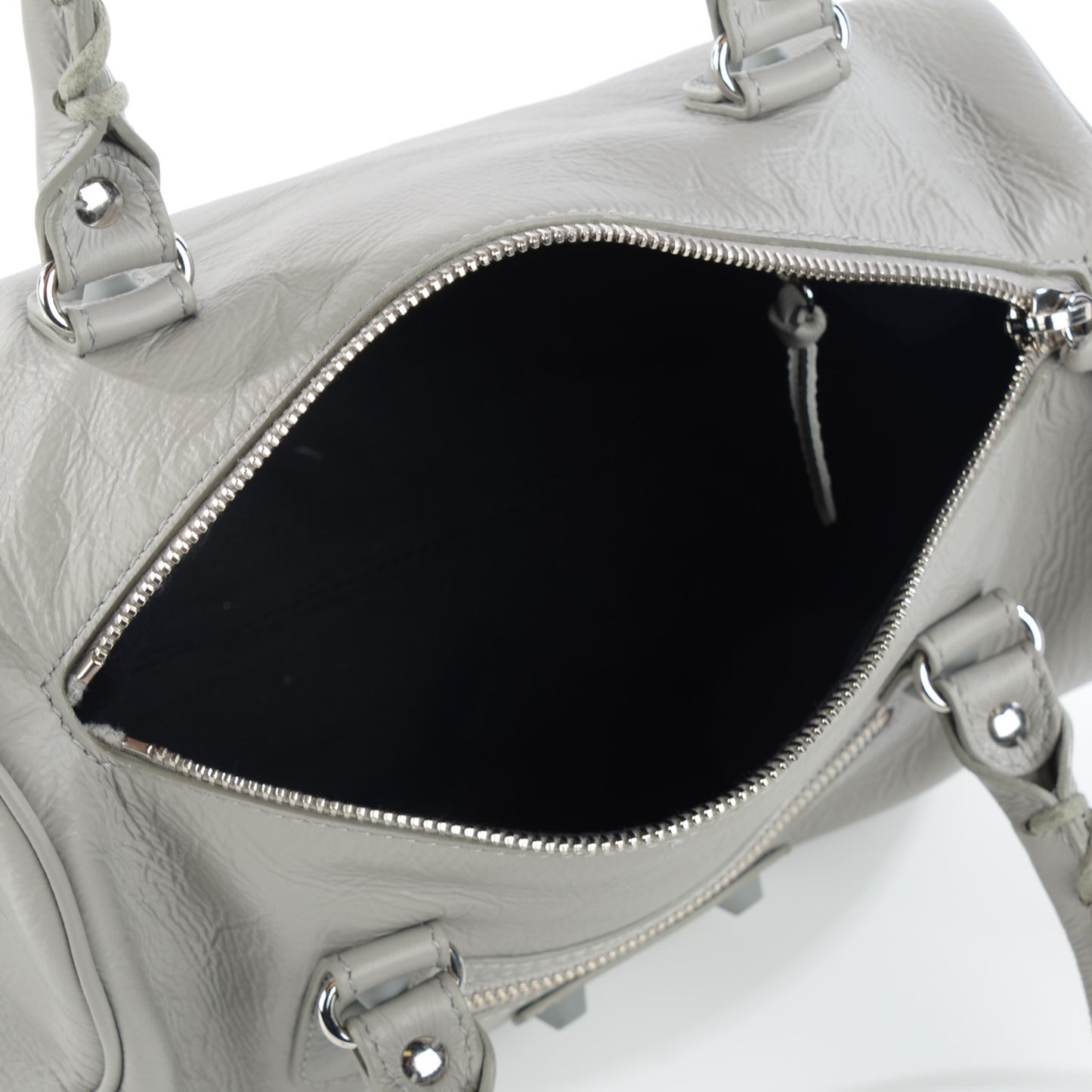 Matte Goatskin Rubber Covered Classic Hardware Mini Twiggy Gris Glace