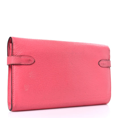Hermes Chevre Mysore Kelly Longue Wallet Rose Azalee 3 of 14