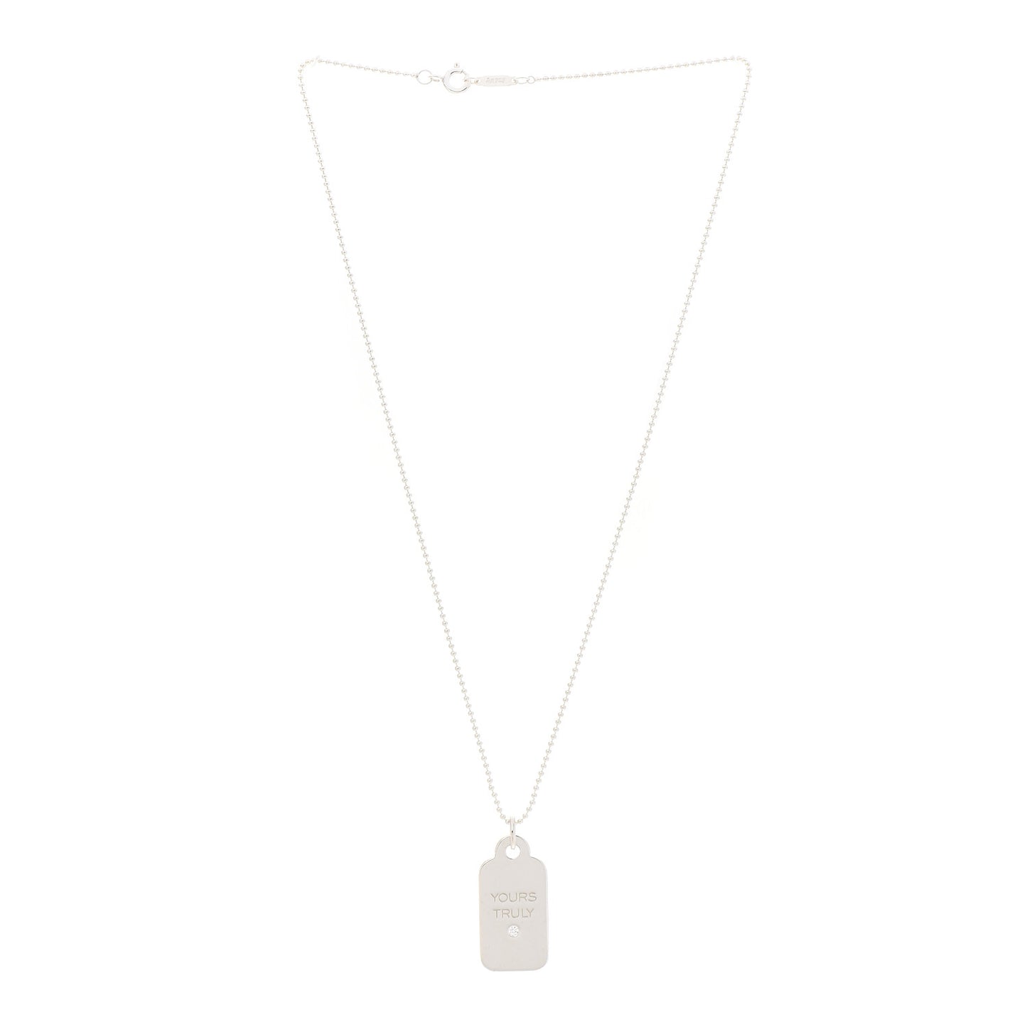 Sterling Silver Diamond Yours Truly Charm Necklace