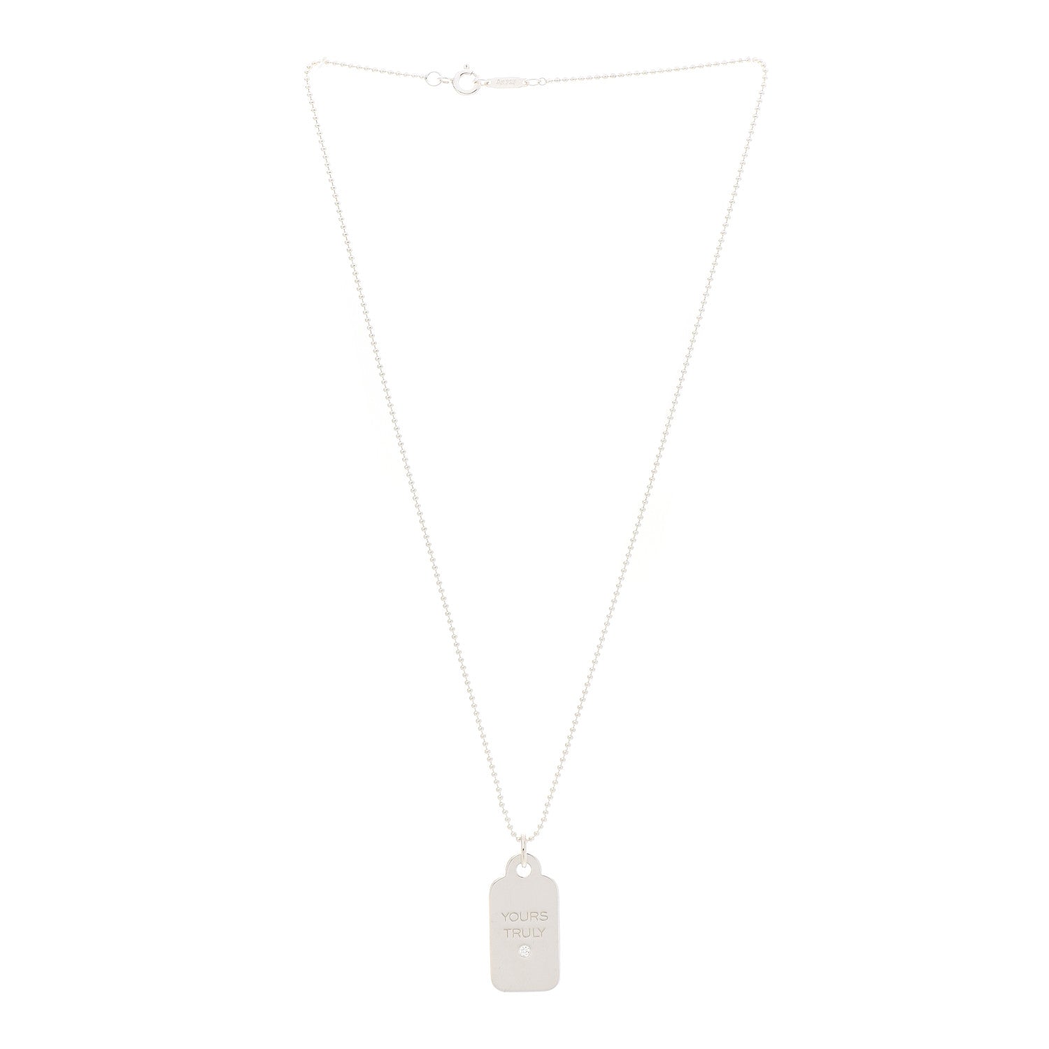Tiffany Sterling Silver Diamond Yours Truly Charm Necklace 3 of 7