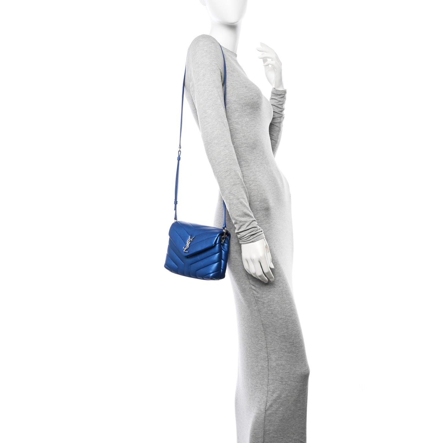 Metallic Calfskin Y Quilted Monogram Toy Loulou Crossbody Bag Blue Royal